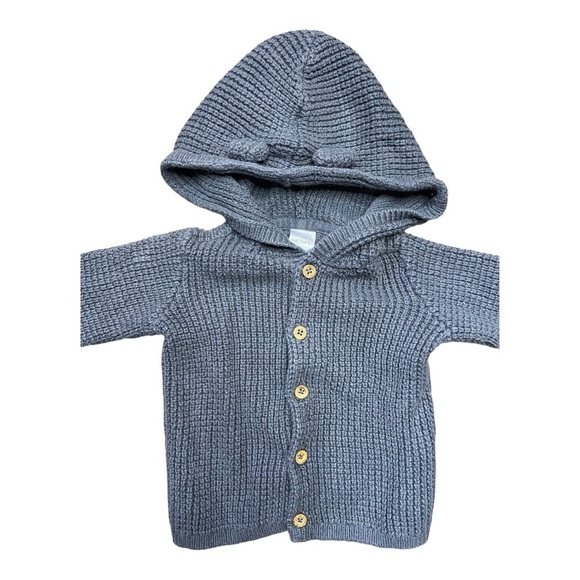 Carter Baby Grey Long Sleeve Hooded Knit Sweater Size 12 Months - Picture 7 of 10
